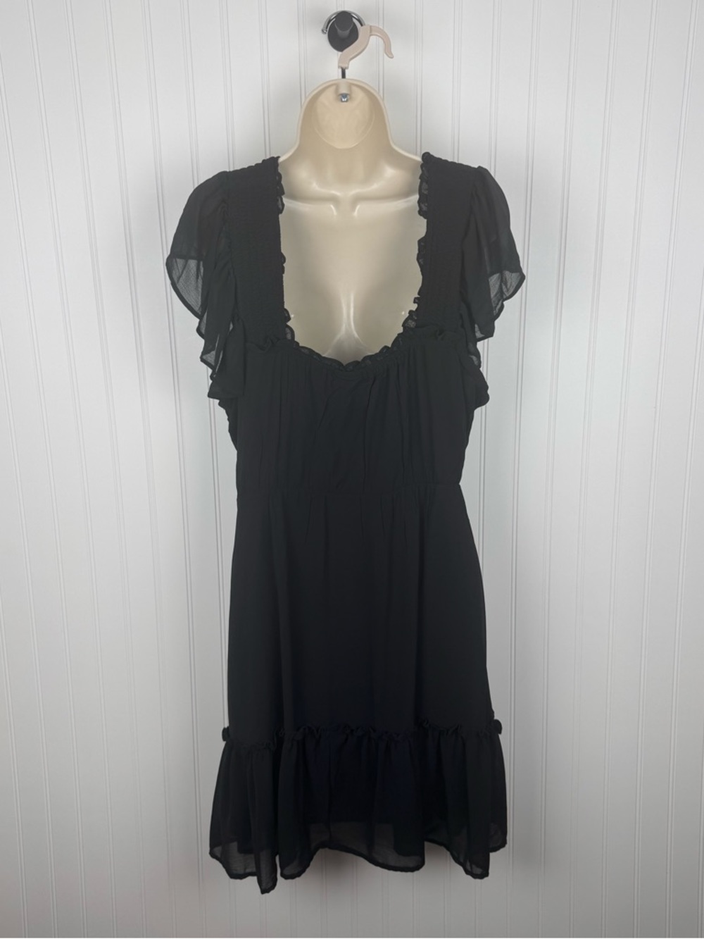 Torrid Black Smocked Waist Ruffle Hem Mini Dress Size 2X - Picture 2 of 5